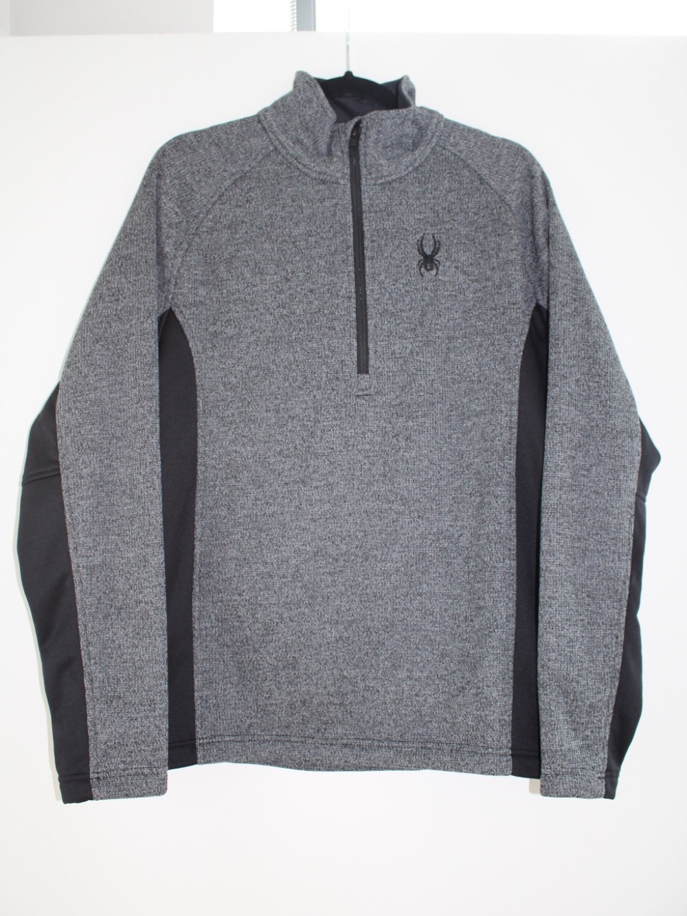 Spyder Men’s Gray and Black Quarter-Zip Performance Sweater